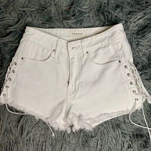 PacSun White Lace Up High Rise Shorts